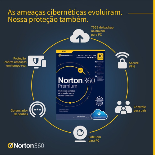 Imagem 3 de 5 de Norton Antivirus Premium P/10 Dispositivos 12 Meses Download