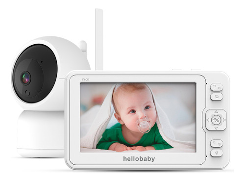 Babá Eletrônica Hellobaby Tela 5 Pol Câmera Sem Fio 2.4ghz