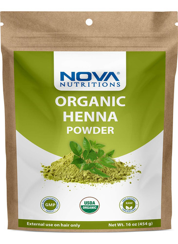 Nova Nutritions - Polvo De Henna Organico Certificado 16 Oz