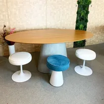 Comprar Mesa Cone 180x100cm Tampo Em Madeira E Base Cimento Rústico
