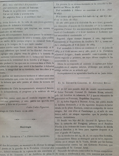 Revista El Artillero 1887/88 Juan Debali Y Pereira Y Rocha (Usado)