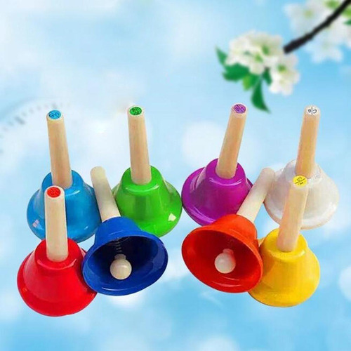 Juego De Campanas De Mano, Percusión Colorida, Notas, 8 Kits