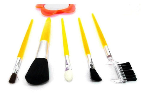 Imagen 4 de 10 de Maquillaje Set 5 Mini Brochas Pinceles + Espejo + Estuche