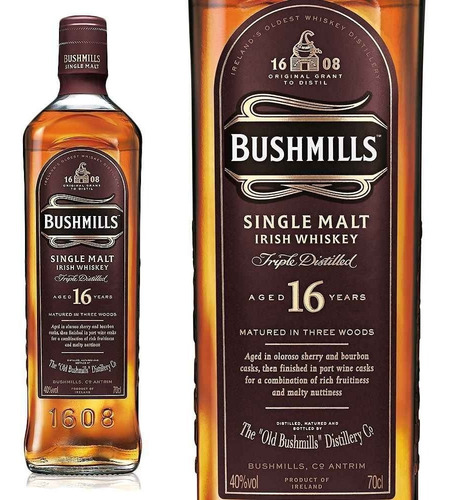 Imagen 2 de 10 de Whisky Bushmills 16 Años Single Malt 700ml En Estuche