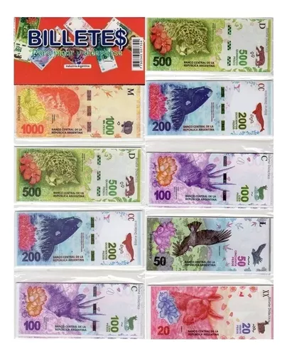 Billetes Argentinos Didactico Dinero Juguete X80 Modelo 2018