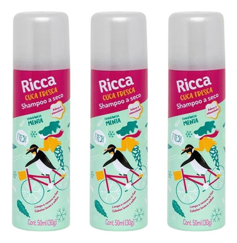  Shampoo A Seco Belliz Ricca Menta C/3 50ml