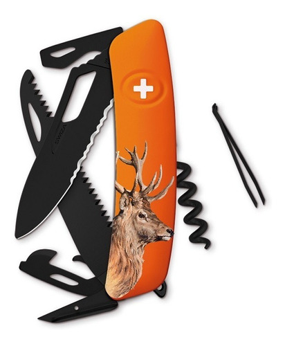 Navaja Suiza Single Hand Sh05 Tr Venado Color Naranja Swiza