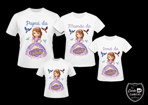 Kit 4 Camisetas Princesa Sofia Fam lia Kit 4 Pe as