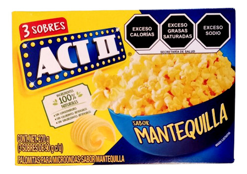 3 Palomitas Act Ii Mantequilla Para Microondas + 1 Gratis