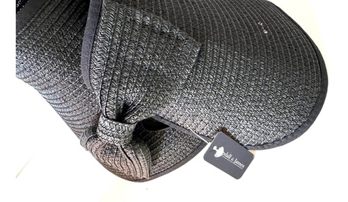 Kendall & James Sombrero Gorra Sol Plegable Protección A Negro Unico Rafia Paper