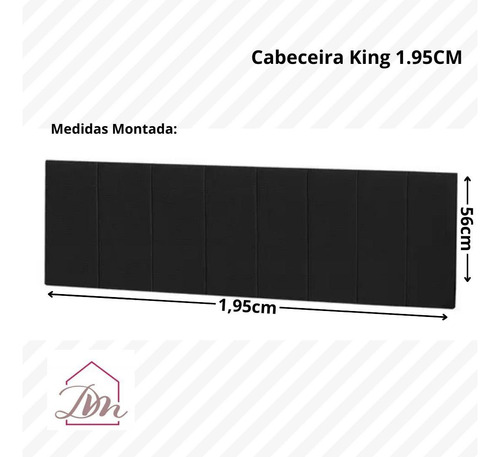 Cabeceira Cama King Painel Estofada 1,95 Almofadada Preto