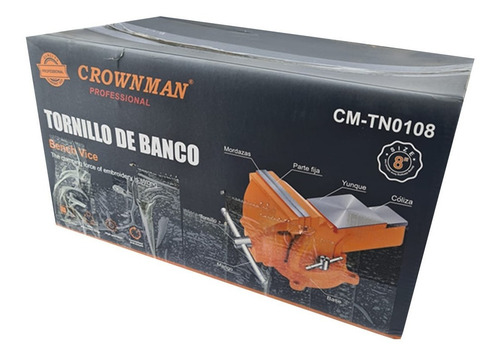 Tornillo De Banco Mecanico Base Giratoria 8 Pulgada Crownman