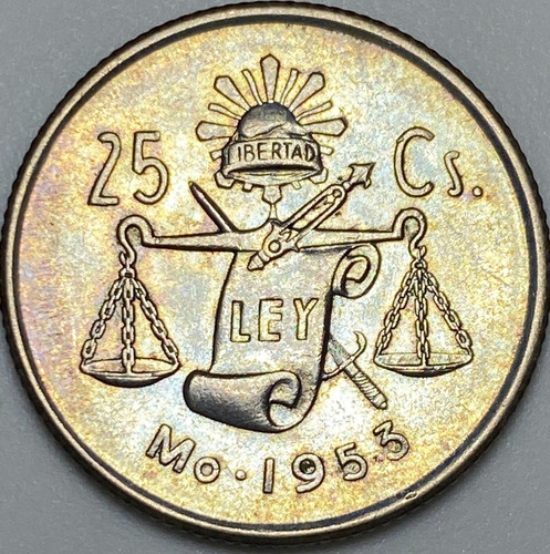 Mex15019 México 25 Centavos 1953 Au-unc Ayff