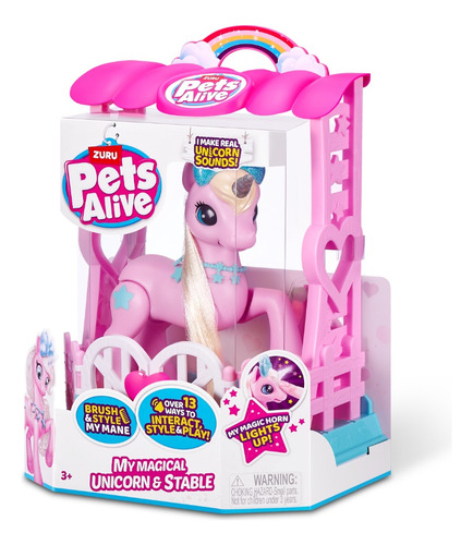 Unicornio Magico Pets Alive Robotico Con Luces Y Sonido S-2 Color Rosa Chicle