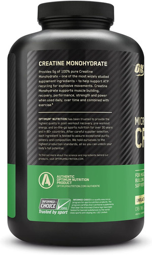 Suplemento Optimum Nutrition Micronized Creatine 300g X60 Un