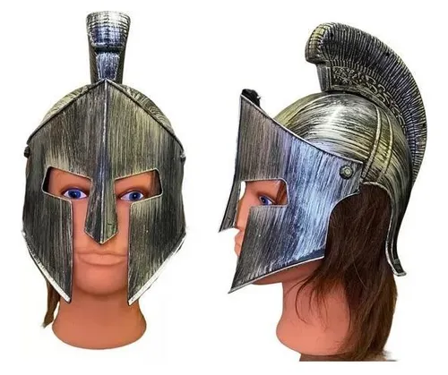 Kit Roman Fantasy: casco plateado, escudo y machete