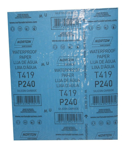 Imagen 2 de 7 de Lija De Agua T419 Norton 230mm X 280mm, P240