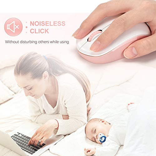 Mouse Seenda Wireless 2,4g/rosa Y Blanco