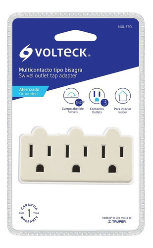 Multicontacto Triple Aterrizado Tipo Bisagra Volteck Volteck