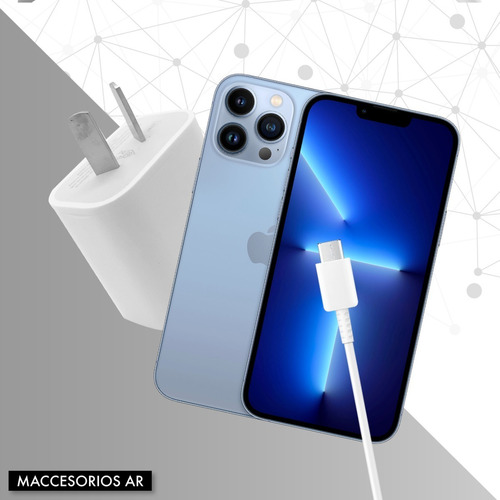 Imagen 6 de 10 de Cargador Usb C 20w + Cable Usb C Lightning Compatible iPhone