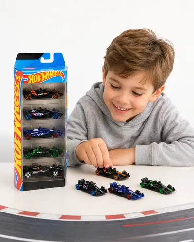 Hot Wheels Formula 1 Pack Com 5 Conjunto F1 Mattel Original Preto