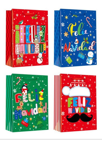 Pack 12 Bolsas De Regalo Navidad Docena Bolsas De Pascua