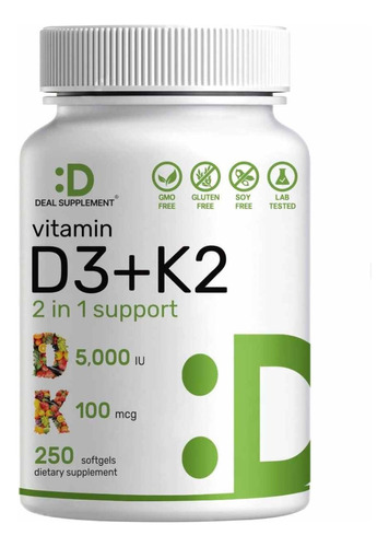 Vitamina D3 Con K2 250caps Deal - - Unidad A $1094