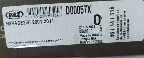 Kit Relação Vaz Kasinski Mirage 250 01-13 Com Retentor