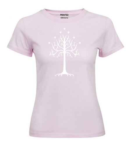 Polera Mujer Estampado Árbol Blanco De Gondor