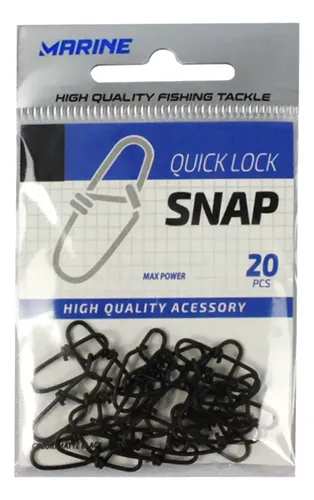 Snap De Pesca Quick Lock N°0 12kg 25lb Cart. 20pçs Marine