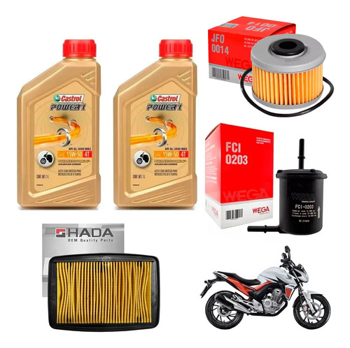 Kit Service Cb 250 New Twister Filtros+ Castrol Power1 Sia++