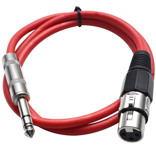 Seismic Audio - Satrxl-f2 - Red 2' Xlr Hembra A 1/4 Trs Cabl