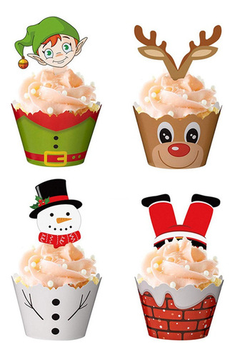 X Adornos Para Cupcakes De Navidad J