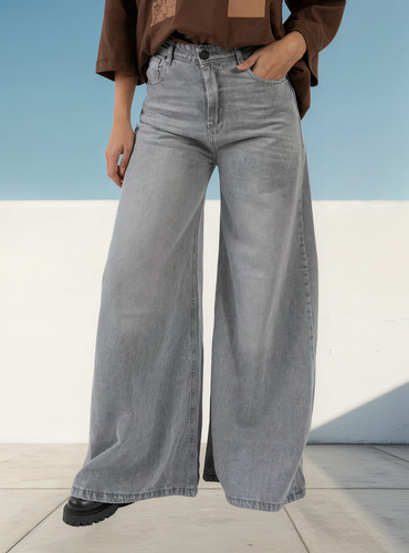 Jean Wide Leg Super Ancho Palazzo Denim Amplio Talles