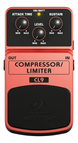 Pedal de compressor Behringer Cl9 Limiter para guitarra Cl 9, cor vermelha