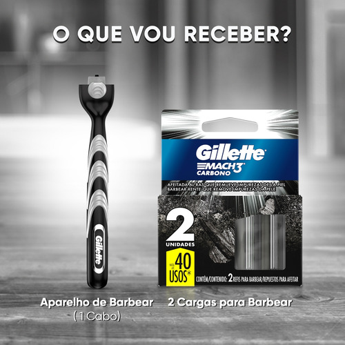 Barbeador Gillette Mach 3 Carvão Gillette Mach3 Carbono 3 un
