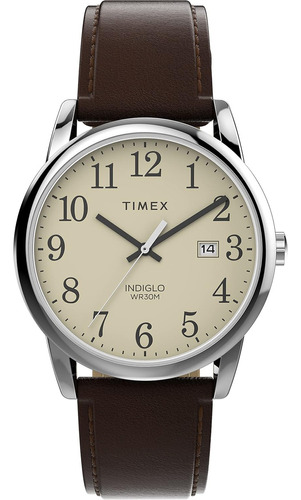 Reloj Timex Tw2v687009j Men's Easy Reader Color de la correa Marrón Color del bisel Latón Función B Color del fondo Blanco