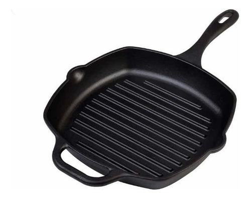 Sarten Con Grill Hierro Fundido 26 X 26 Cm Color Negro