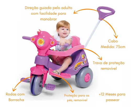 Triciclo Infantil 4 em 1 com Pedal Removível para Crianças de 2 a