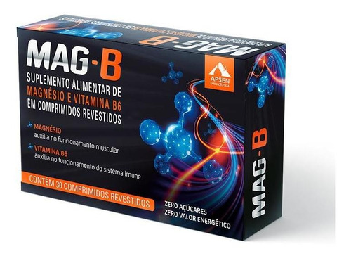 Suplemento Apsen Magnésio Complexo B Comprimidos - Caixa.