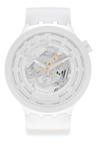 Reloj Swatch C-white Original Sb03w100 Correa Silicona 