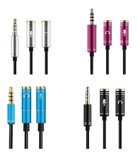 Cable Adaptador 2 A 1 Jack 3.5 Para Microfono Auricular Ps4 Color Rosa