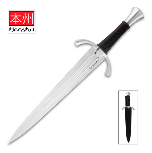 Daga Honshu Medieval Arming Uc3655 De 49 Cm Y Funda De Piel Satin Y Negro
