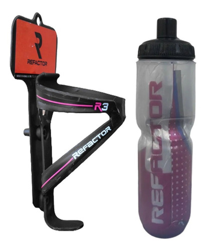 Suporte + Garrafa 710ml Termica Bike Refactor R3 - Rosa