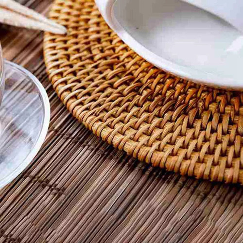 8 Piezas De Salvamanteles De Mimbre Para Platos Calientes, C