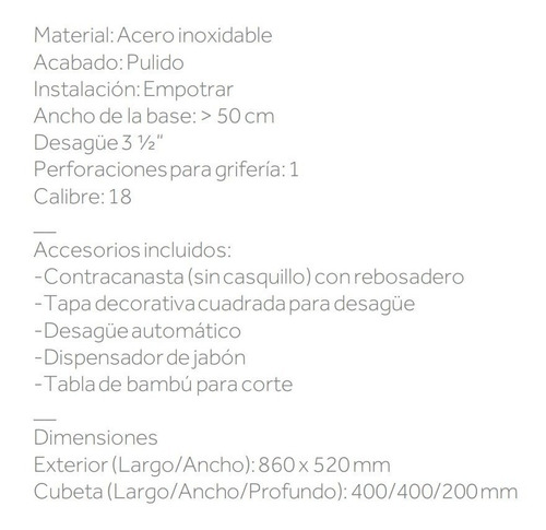 Fregadero Empotrar Teka Zenit R15 1c 1e 86 Con Accesorios