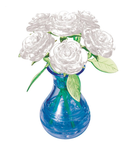 Rosas En Jarrón Blanco Rompecabezas De Cristal 3d 12 Años