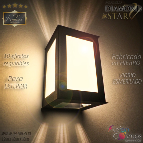 Aplique Pared Exterior 10 Efectos Rayos X Luz Tortuga P/ Led