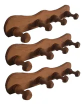 Comprar Percheros X3u. Pared Madera Algarrobo Macizo 4 Ganchos