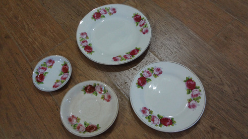 Set 3 Antiguos Platos Ornamentales Para Colgar- Cerámica Blanco Rositas Antiguas (Usado)